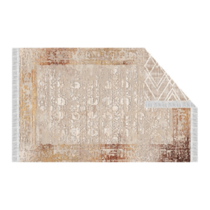 Obojstranný koberec, béžová/vzor, 80×150, NESRIN