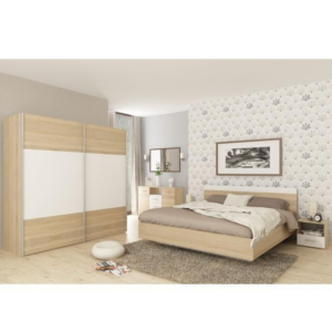 Spálňový komplet (posteľ 160×200 cm), dub sonoma/biela, GABRIELA NEW