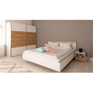 Spálňový komplet (posteľ 160×200 cm), biela/dub artisan, GABRIELA NEW