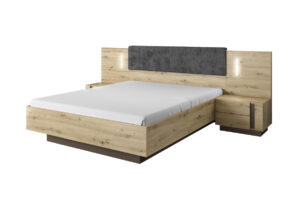 Expedo Manželská posteľ ARMONA s nočnými stolíkmi, 160×200, dub artisan/grafit