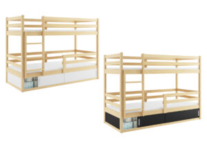 Expedo Detská poschodová posteľ BINGI s matracmi, 80×190, borovica