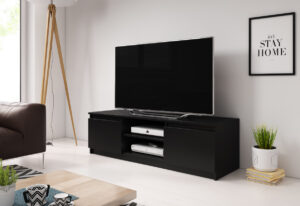 Expedo TV stolík BASTE, 120×35,5×38, čierny grafit + LED