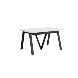 Jedálenský rozkladací stôl, 140-290×90 cm, matná biela/čierna, AVENY