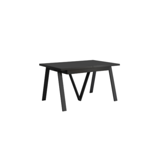 Jedálenský rozkladací stôl, 140-290×90 cm, matná čierna/čierna, AVENY